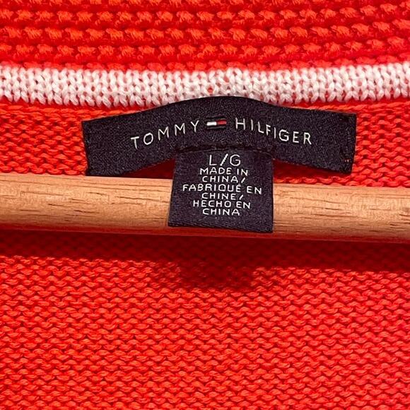 Tommy Hilfiger Argyle Cardigan Sweater | L Orange Shawl, Old Money, Crest NWOT - Picture 2 of 8